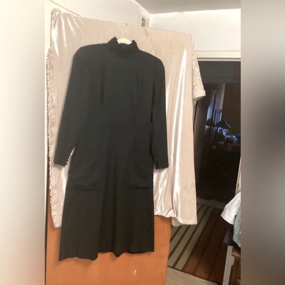 Christian Dior Vintage 100% Wool sheath dress Sz 10 - Picture 4 of 12